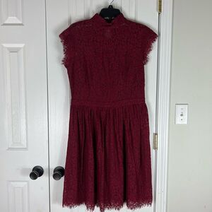 NWT Simple Retro Womens Wine Lace Dress Size L 14
